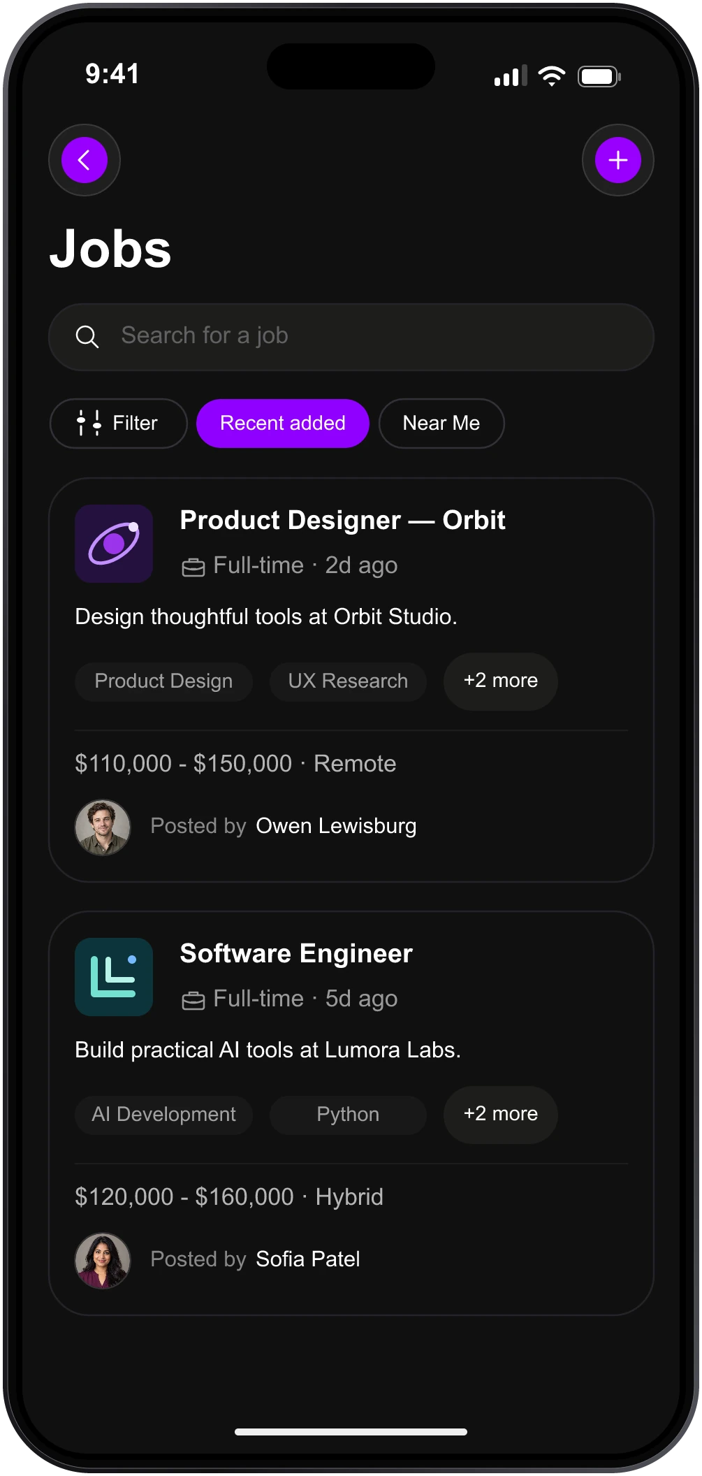 Jobs & Opportunities app screen